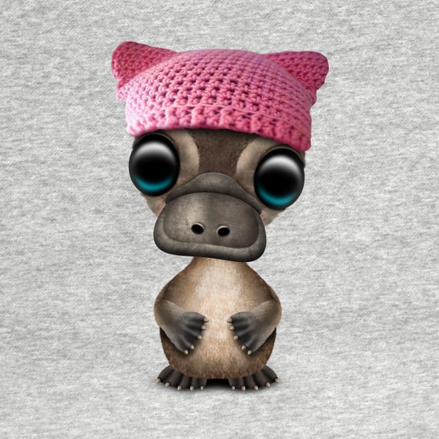 Cute Baby Platypus Wearing Pussy Hat by jeffbartels